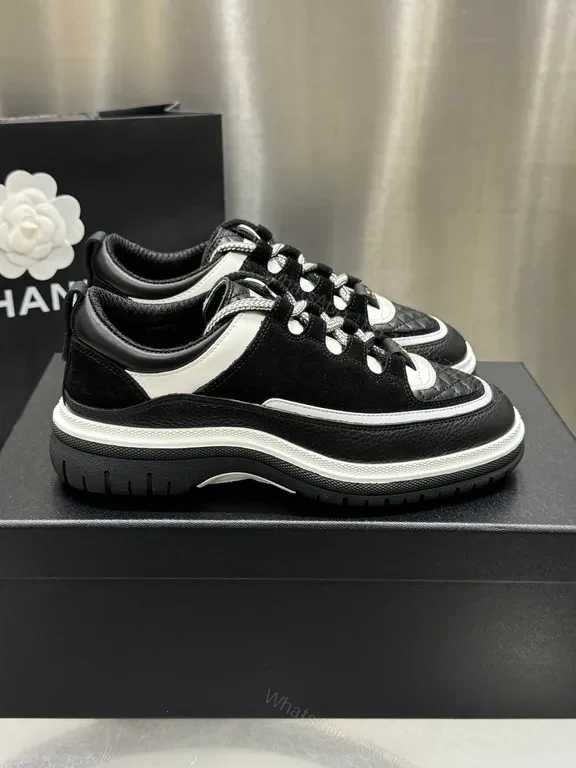 View 8 of Chic Black-White Quilted Leather High-Tops Sneakers