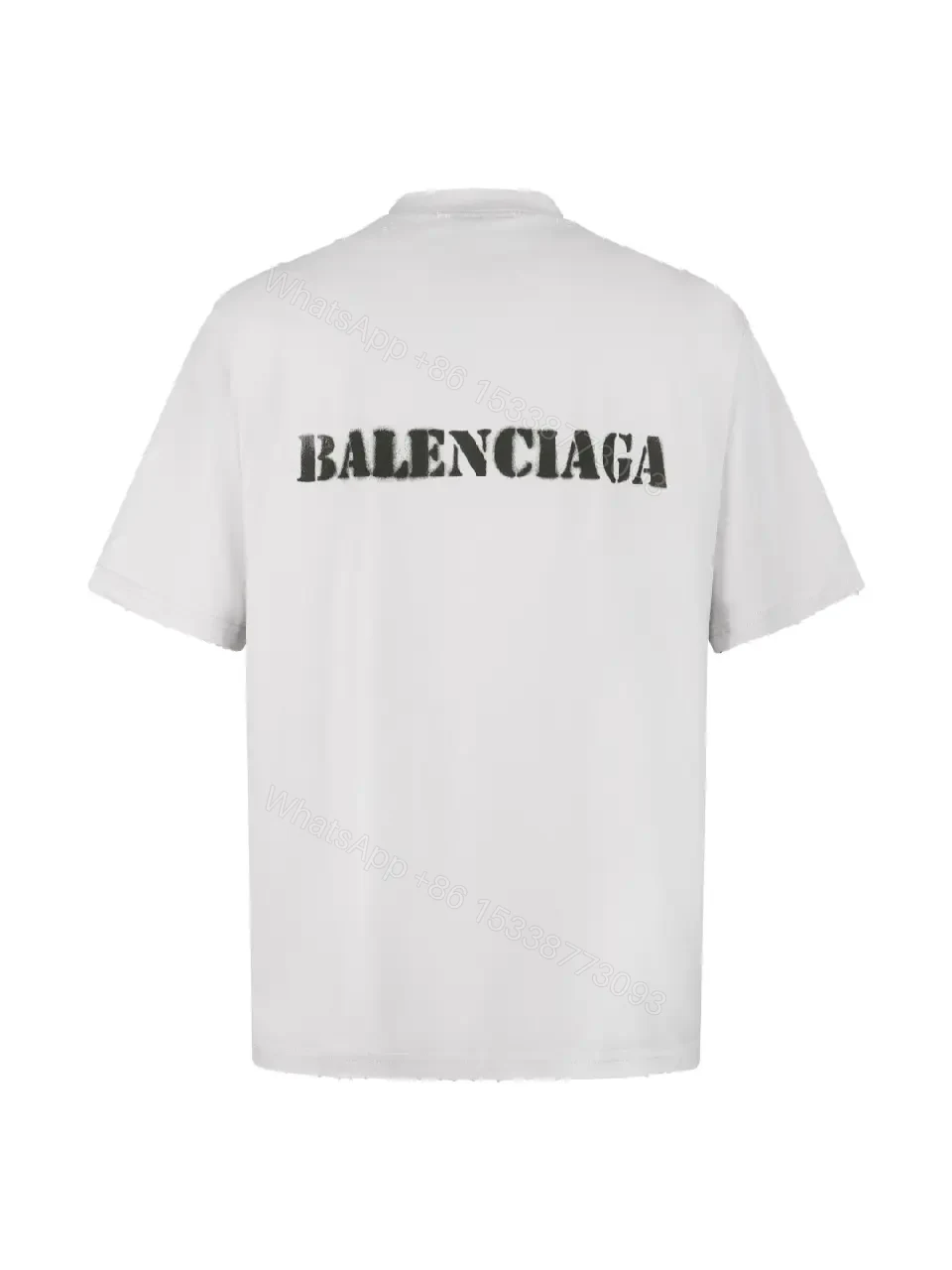 View 7 of White Distressed Logo Tee - Oversized Crew Neck Short-Sleeve Shirt