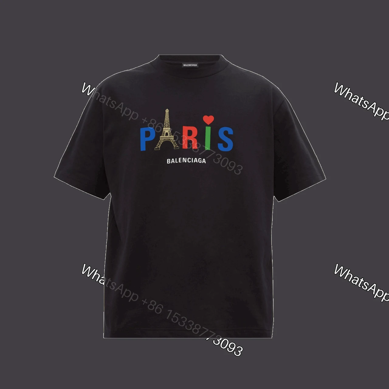 BALENCIAGA MEN’S BLACK MODE LOGO TEE – BB42 — view 1