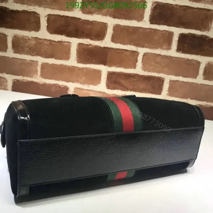 View 5 of Replica Gucci Suede Ophidia Boston Black Duffle Bag GGB092566 With Top Handle 1:1
