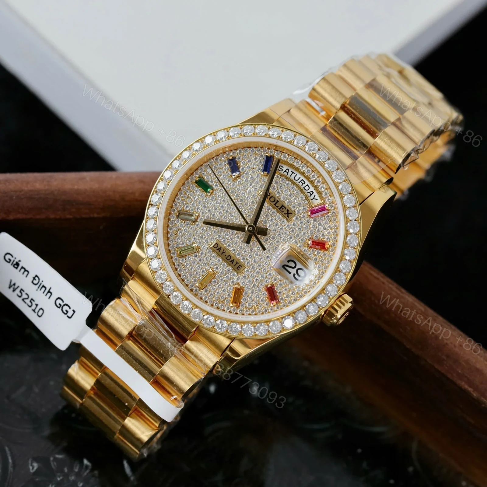 View 2 of Superclone Rolex Day-Date Diamond-Paved Dial 128348rbr-0030 36 mm