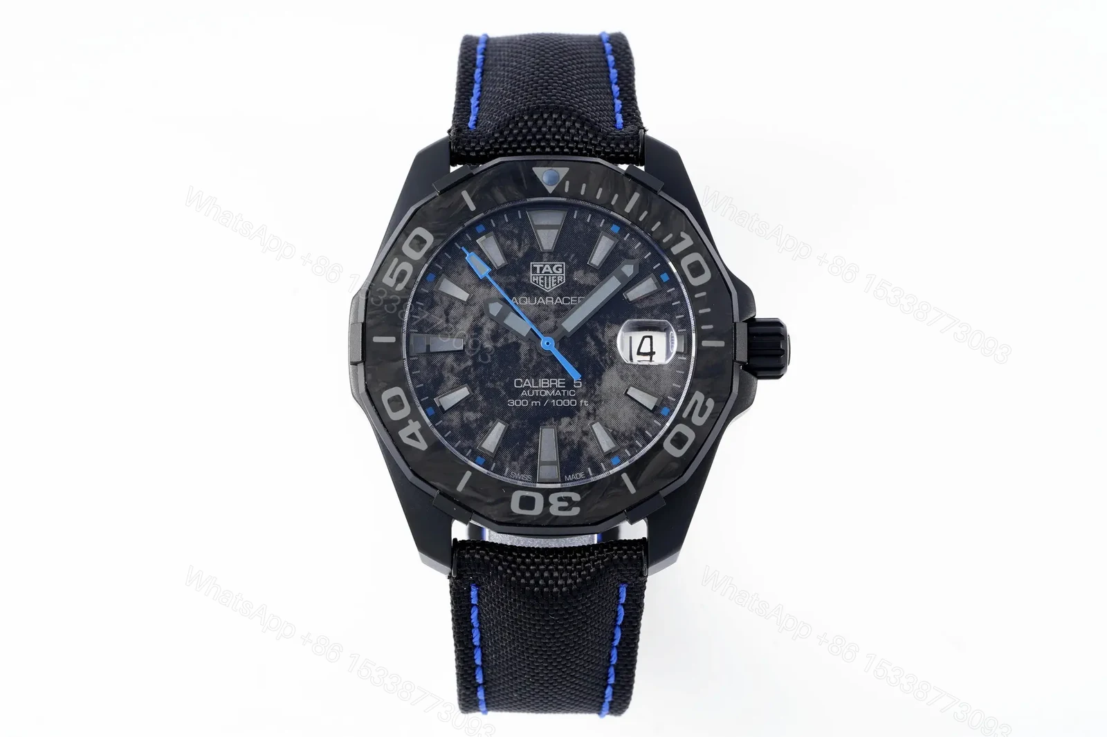 V6 Factory TAG Heuer Super Series Black Dial Blue Stitching Strap Watch – Elegant Casual, Unique, and Dynamic — view 1