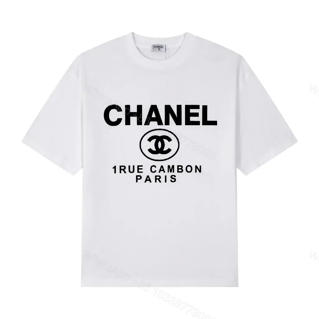 View 2 of Bold Cotton Tee + Logo Graphic + Casual Luxe + CHANEL-inspired Front Script + T-Shirt