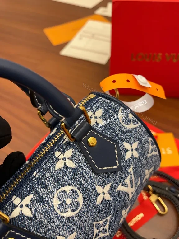 View 3 of Denim Monogram Satchel: City-Ready Luxe Bag