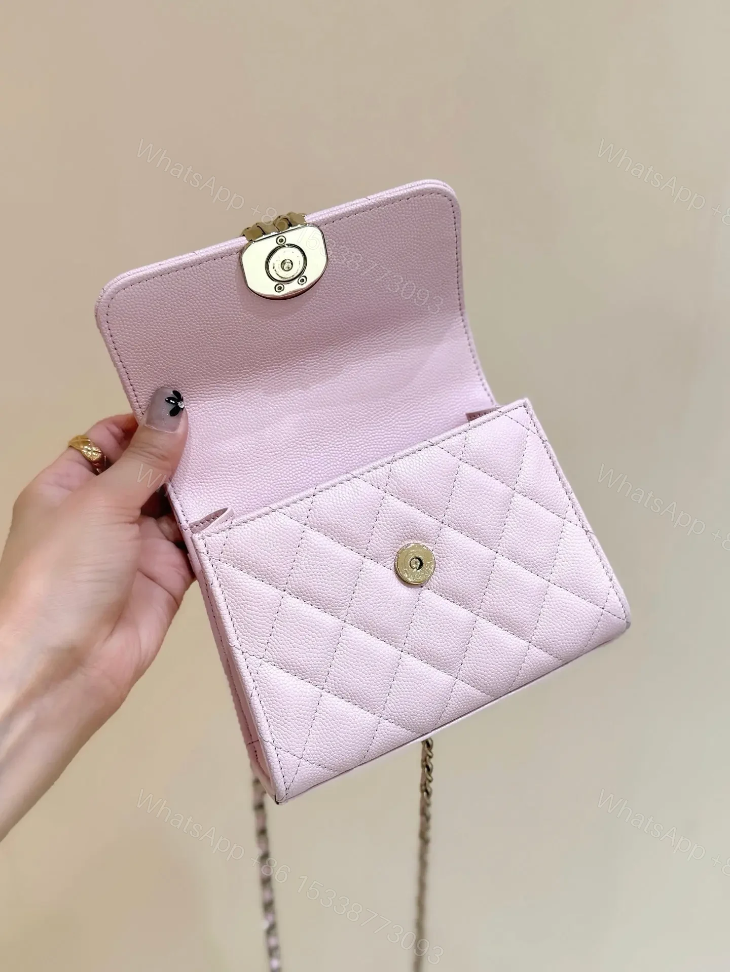 View 6 of CHANEL 25S Double C Logo Diamond Shiny Calfskin