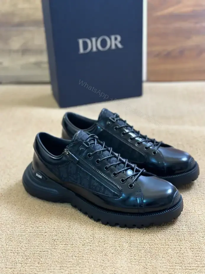 View 2 of DIOR COMBAT DERBY SHOES BLACK POLISHED CALFSKIN AND BLACK OBLIQUE JACQUARD – CD197