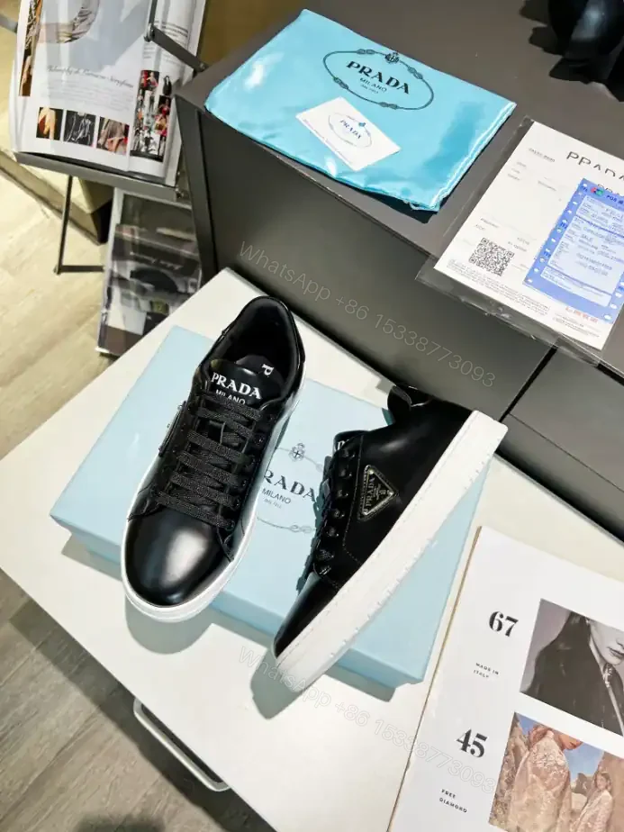 View 4 of PRADA DOWNTOWN BRUSHED LEATHER SNEAKERS – PRD036