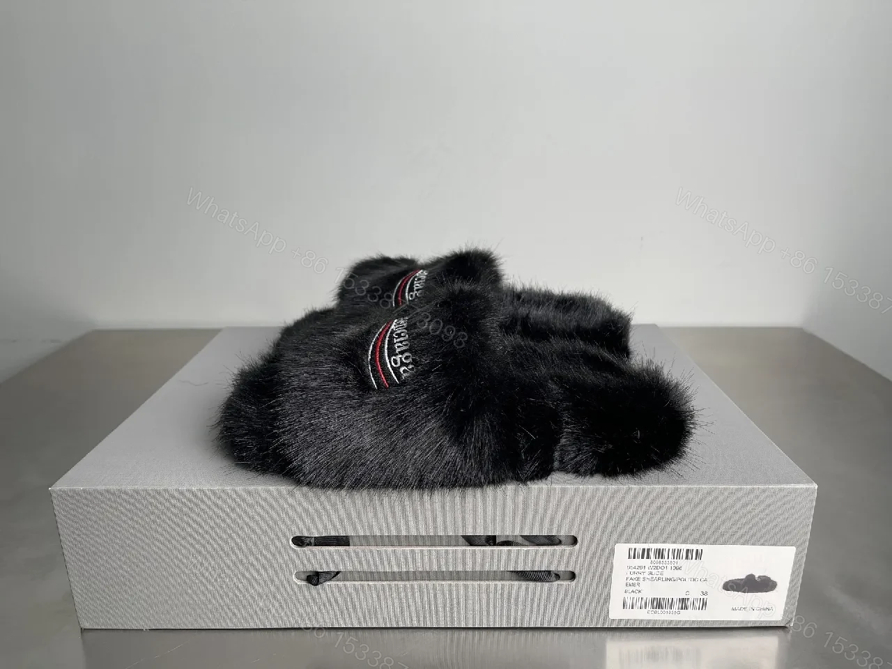 View 6 of Cozy Faux Fur Slippers – Luxury Embroidery, Open Slip-On Comfort