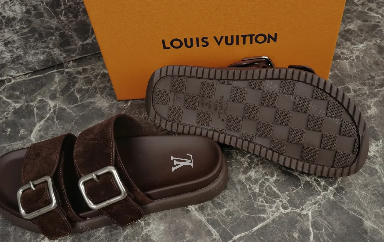 View 3 of Brown Monogram Sandals: Luxury Comfort, Everyday Style