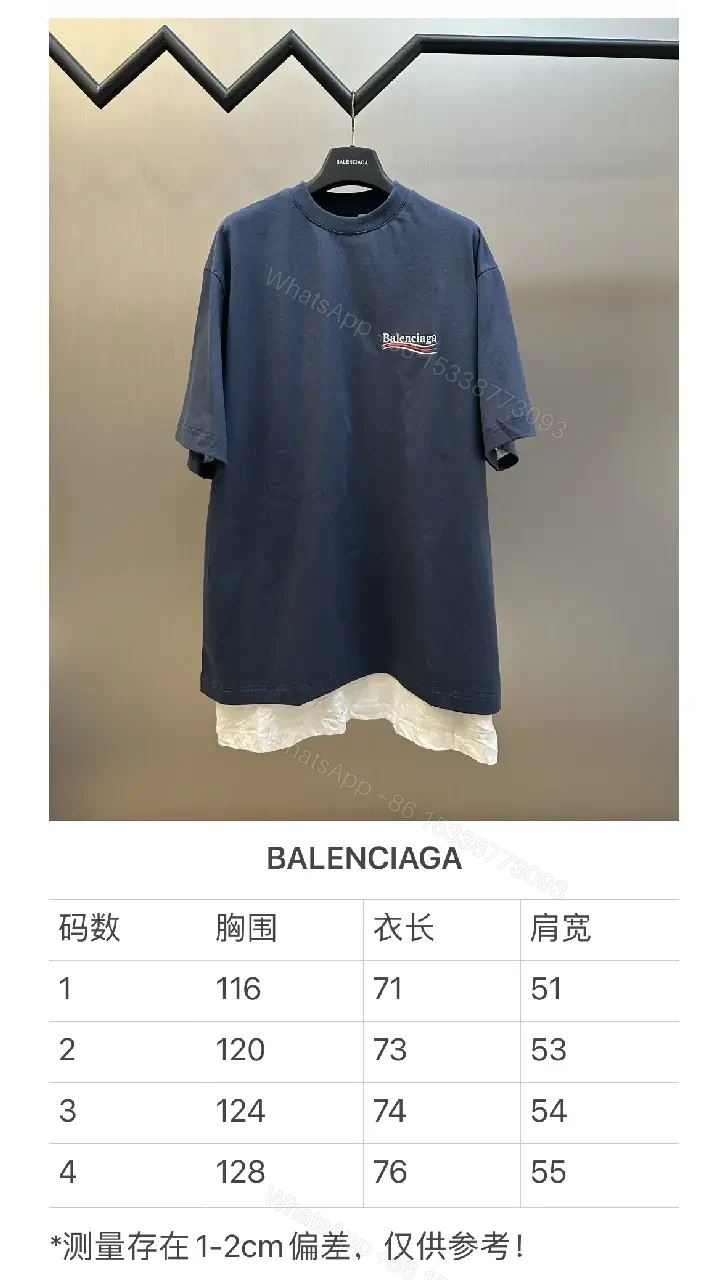 View 4 of Navy Cotton Oversized Tee with Balenciaga Logo Feature