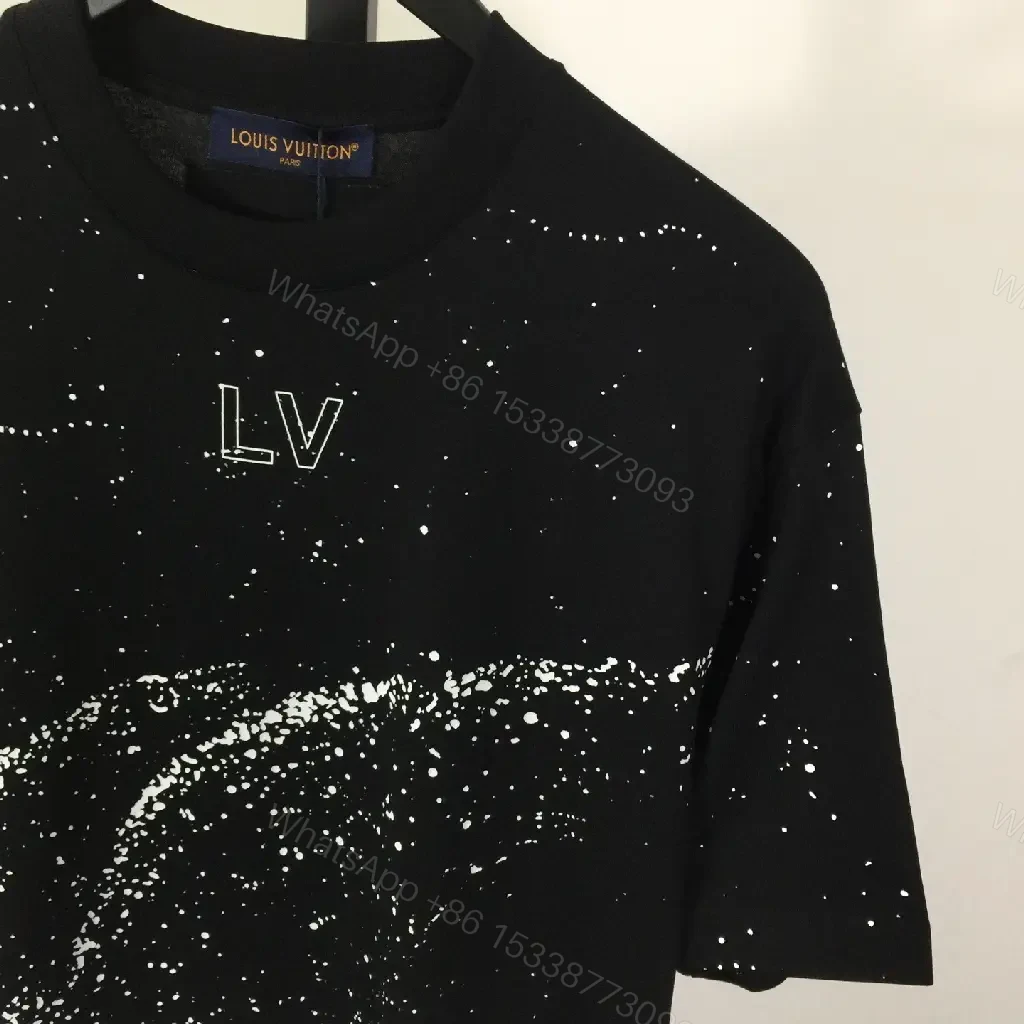 View 3 of Graphite Galaxy Tee: Luxury Speckle Print with LV Monogram T-Shirt