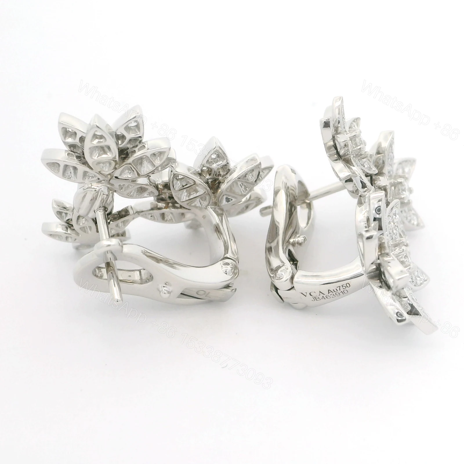 View 5 of 18K Van Cleef & Arpels Lady Lotus 3 Flowers Earrings