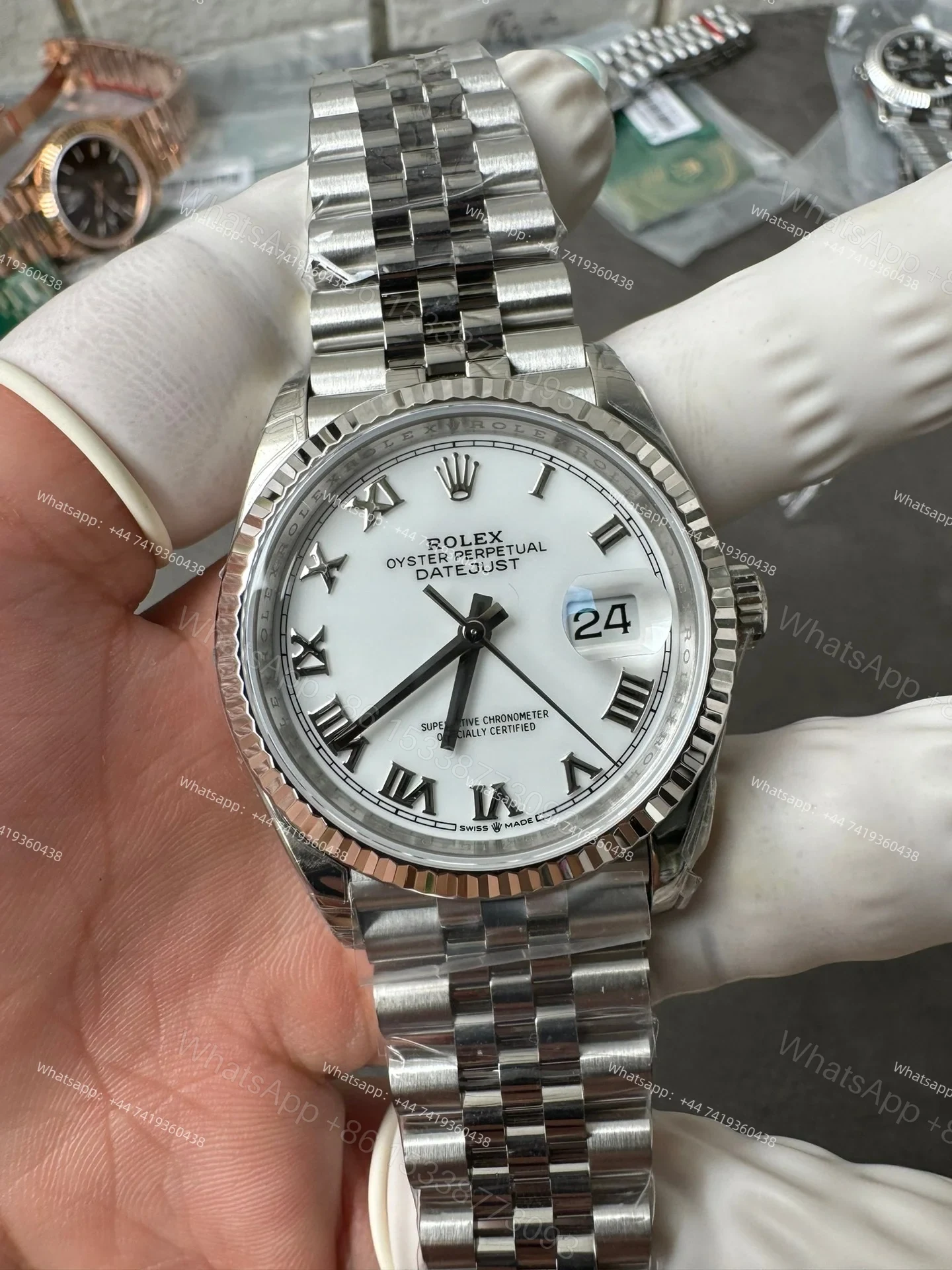 View 4 of Rolex Datejust M126234-0025 1:1 Replica White Dial Roman Jubilee 36MM 3235 Movement Super Clone Watch