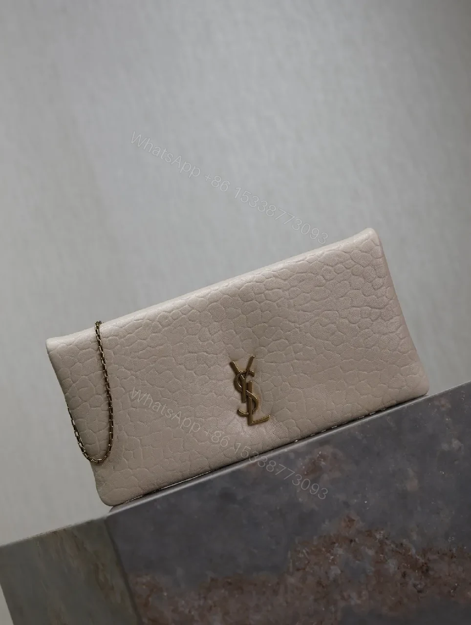 View 2 of Croc-Texture Clutch with Gold Emblem — Luxe Everyday Carry