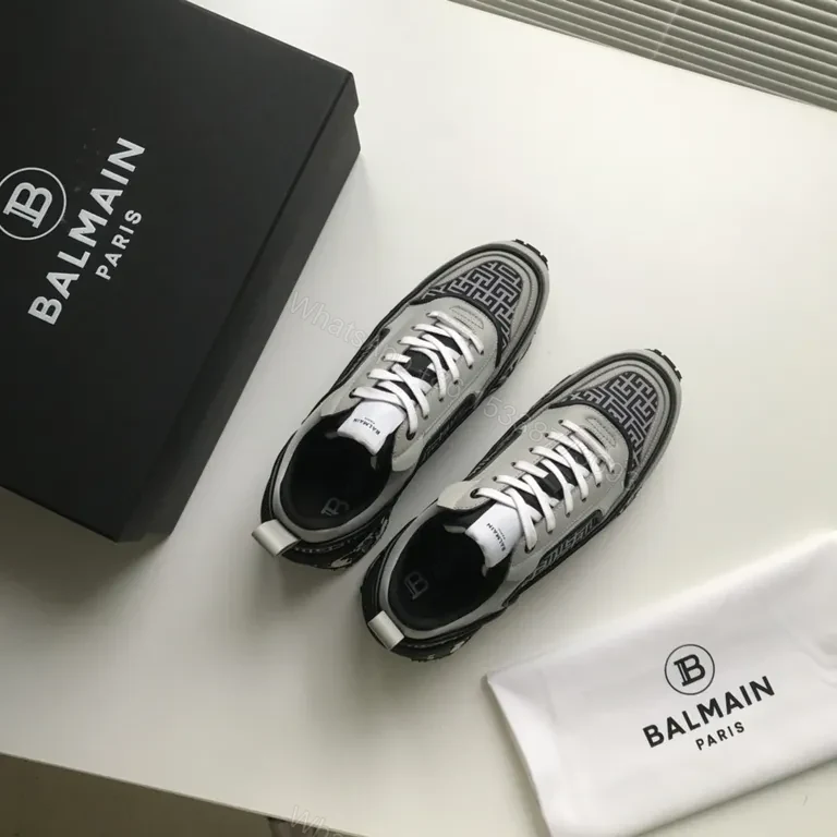 View 9 of Balmain Luxe High-Top Sneaker: Textured Leather Comfort
