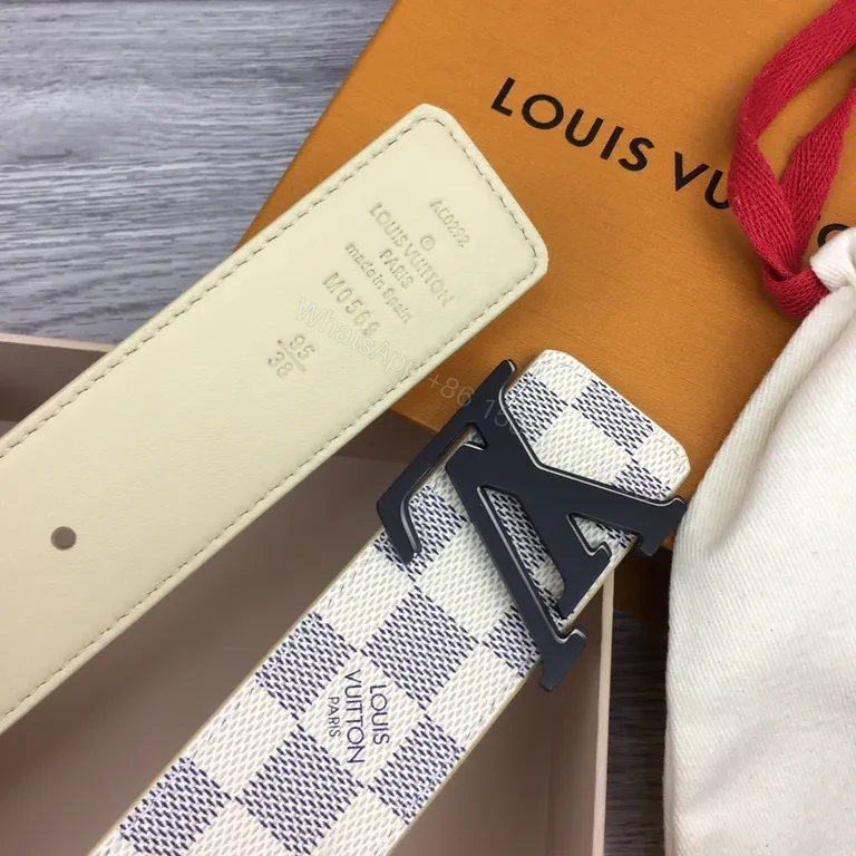 View 2 of Damier Signature Belt: LV-Inspired Bold Buckle Accessory