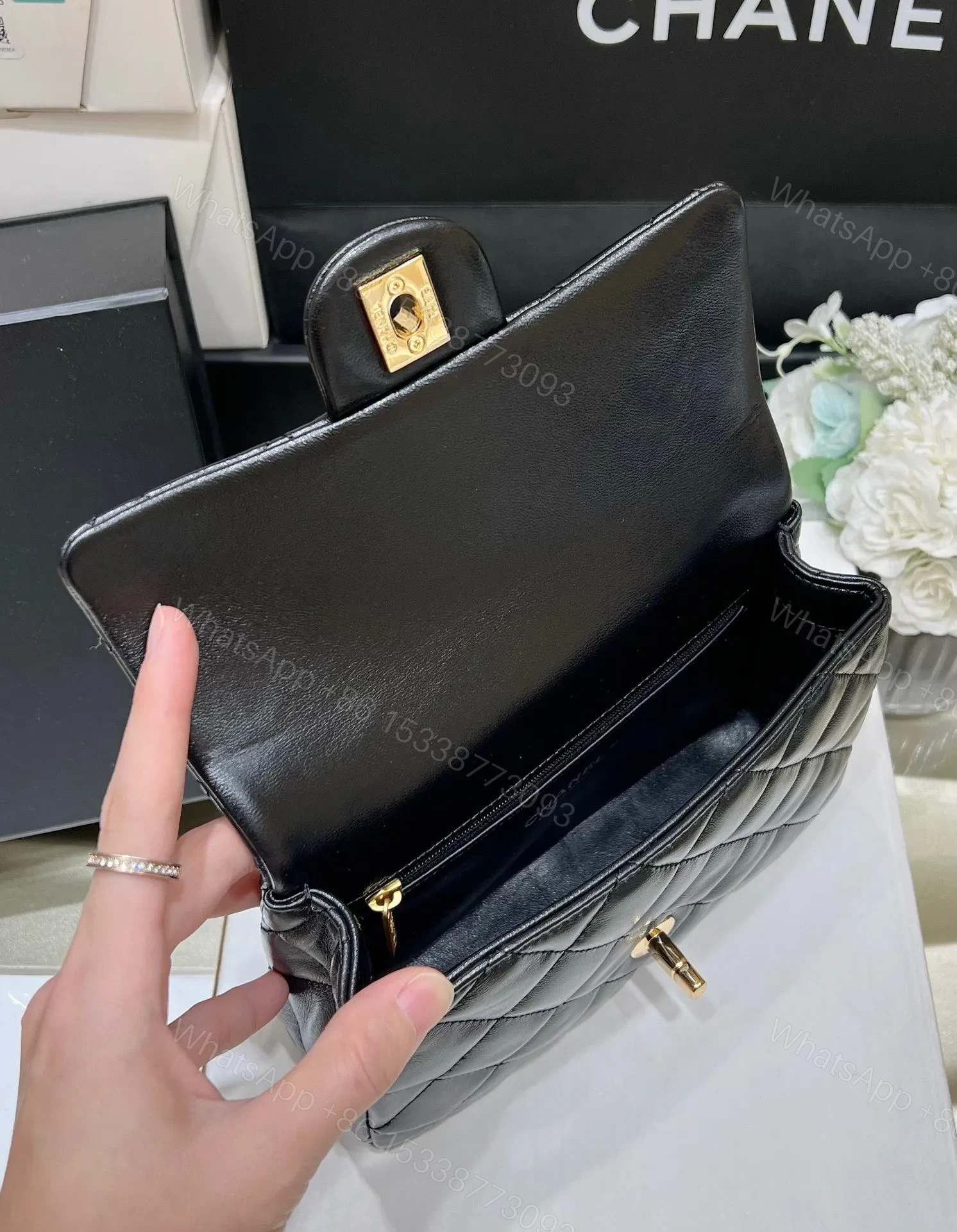 View 9 of Chanel Mini Rectangular Flap With Top Handle Black 20cm