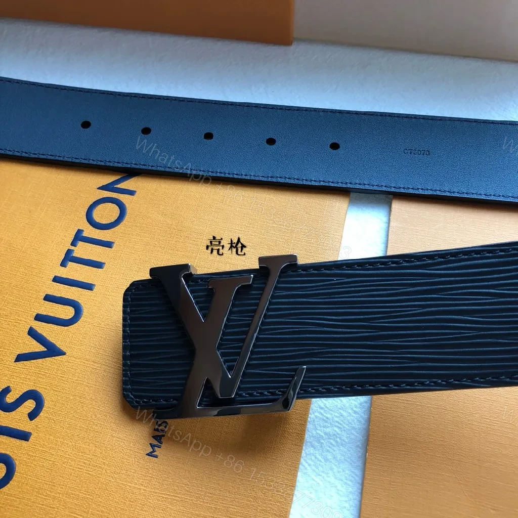 View 3 of Black Leather Wide Belt with Bold Signature Buckle