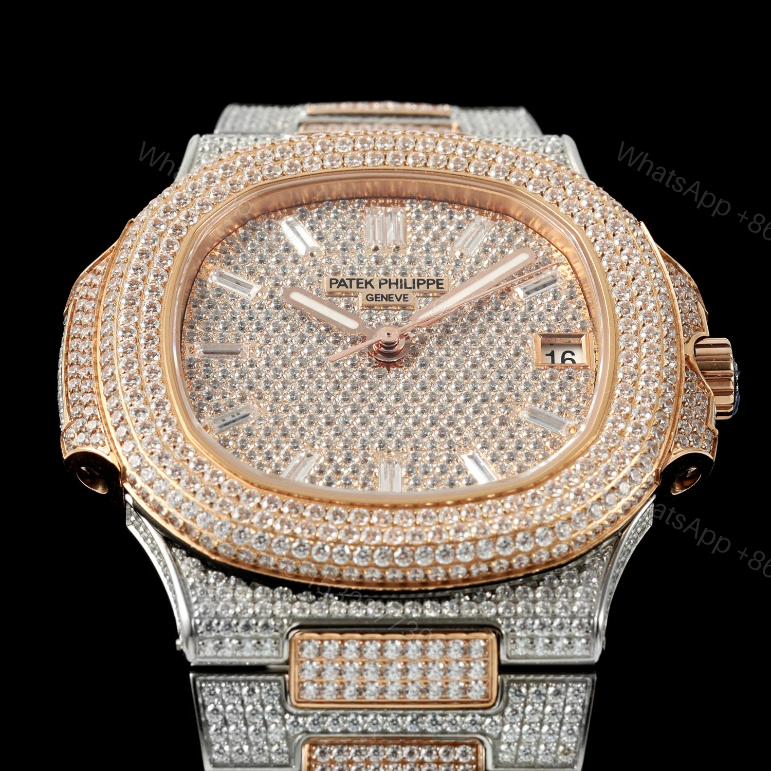 View 2 of Patek Philippe Nautilus 5711 BD1 Full Diamond Pavé Watch 40mm Premium Edition AMG-PP-BD1-5711-2600-PREMIUM