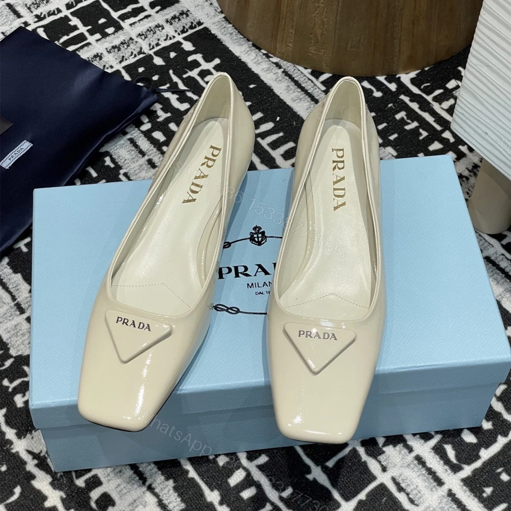View 3 of 高仿Prada*1l628B方頭粗跟單鞋3.5CM白色免檢版