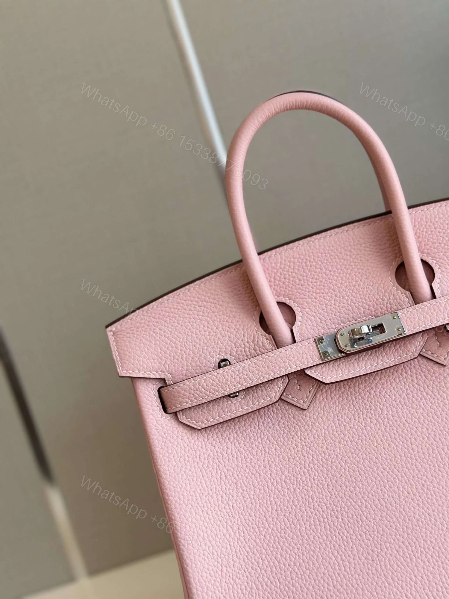 View 3 of Hermes Birkin 25 Rose Pink Togo Leather Palladium Hardware