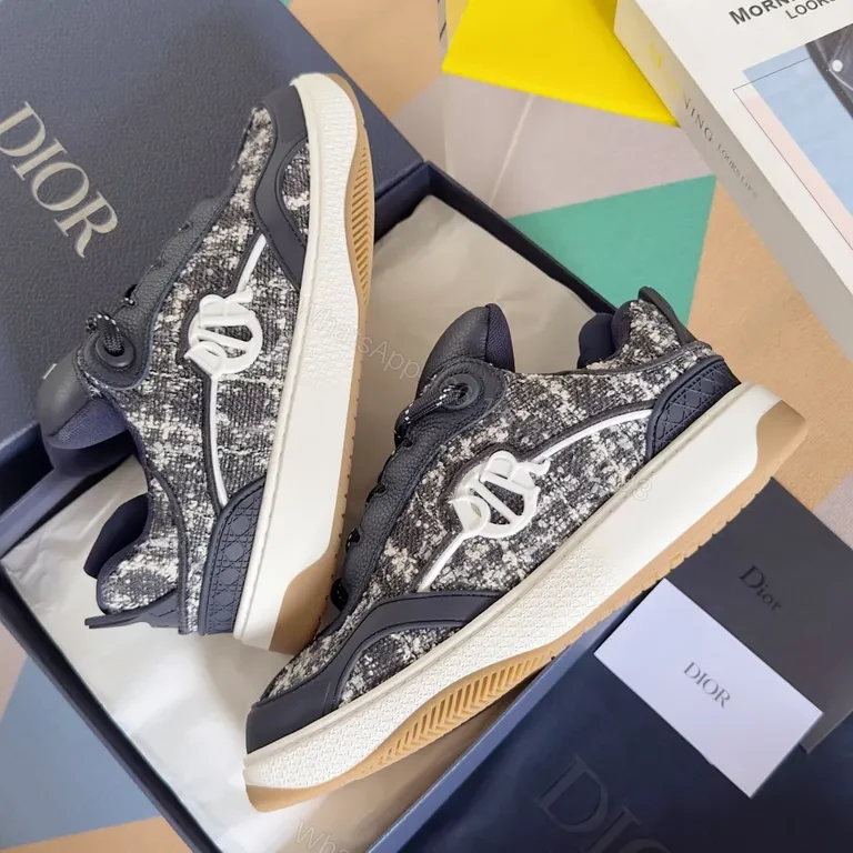 View 4 of Dark Knit & Leather Fusion Everyday Luxury Sneakers