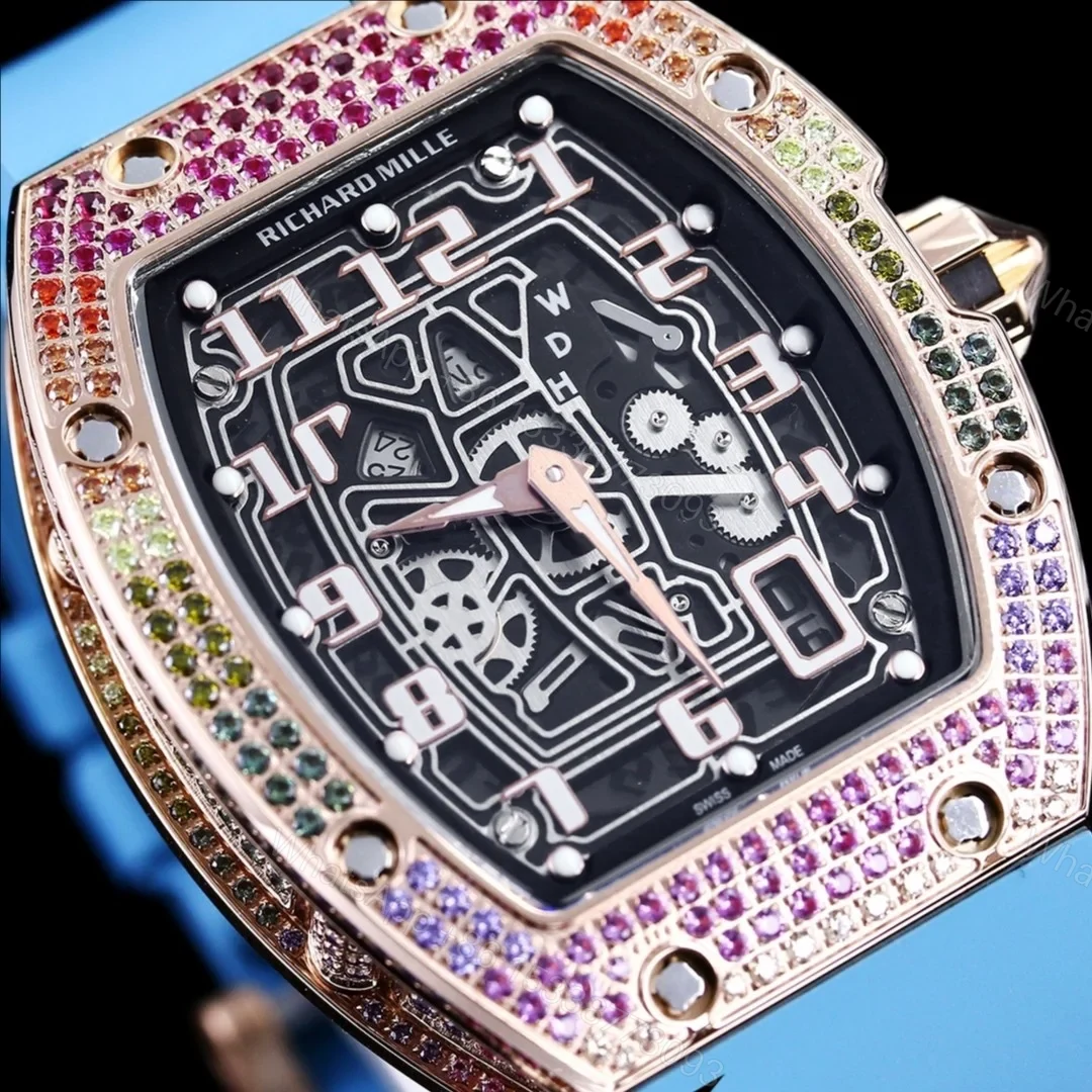 View 4 of Richard Mille RM67-01 Automatic Ultra Thin Skeleton Watch 38/48MM Barrel Case Blue Strap Digital Hour Markers Premium Edition RM67-01-AU-BLU-SK48