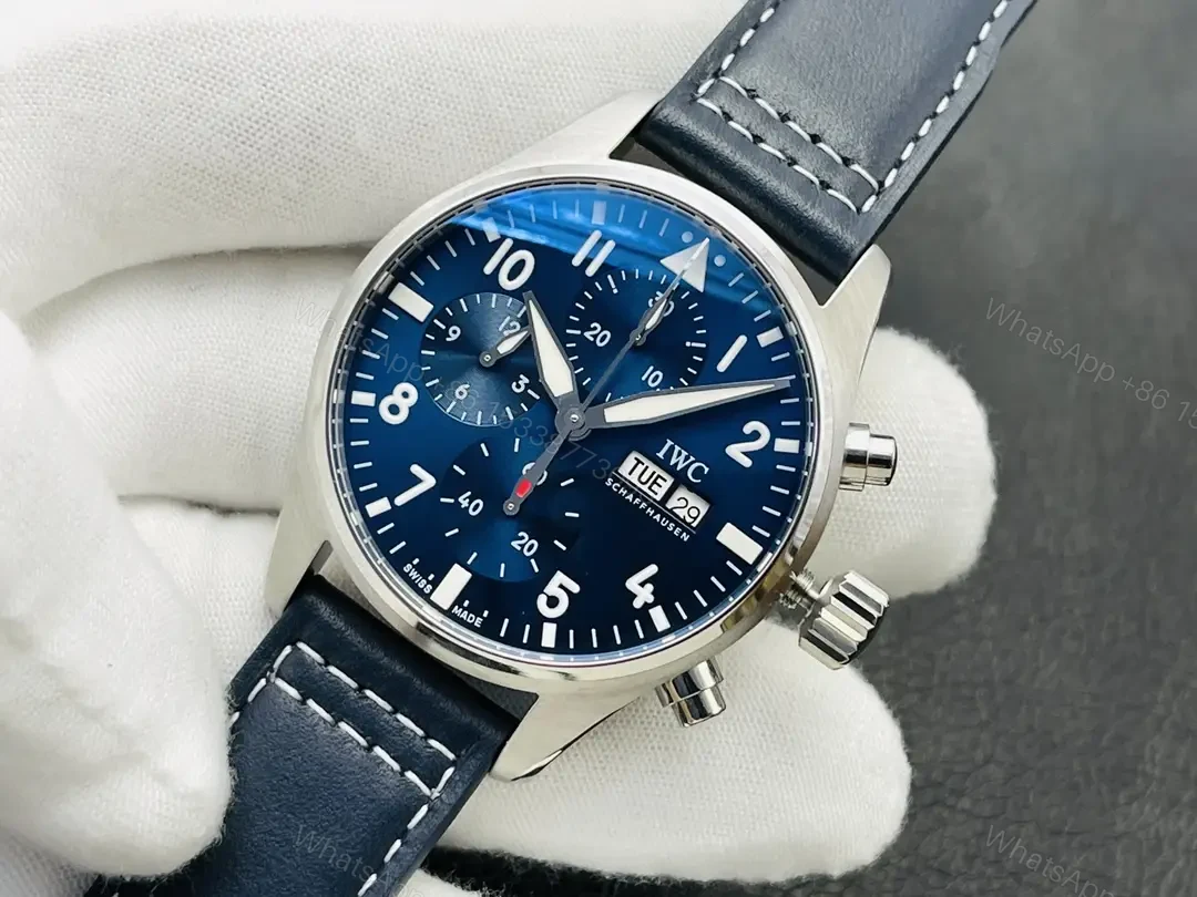 View 3 of IWC Pilot IW38810 Watch Blue Dial Leather Strap Ultimate 41MMIWC-IW38810-BLU41