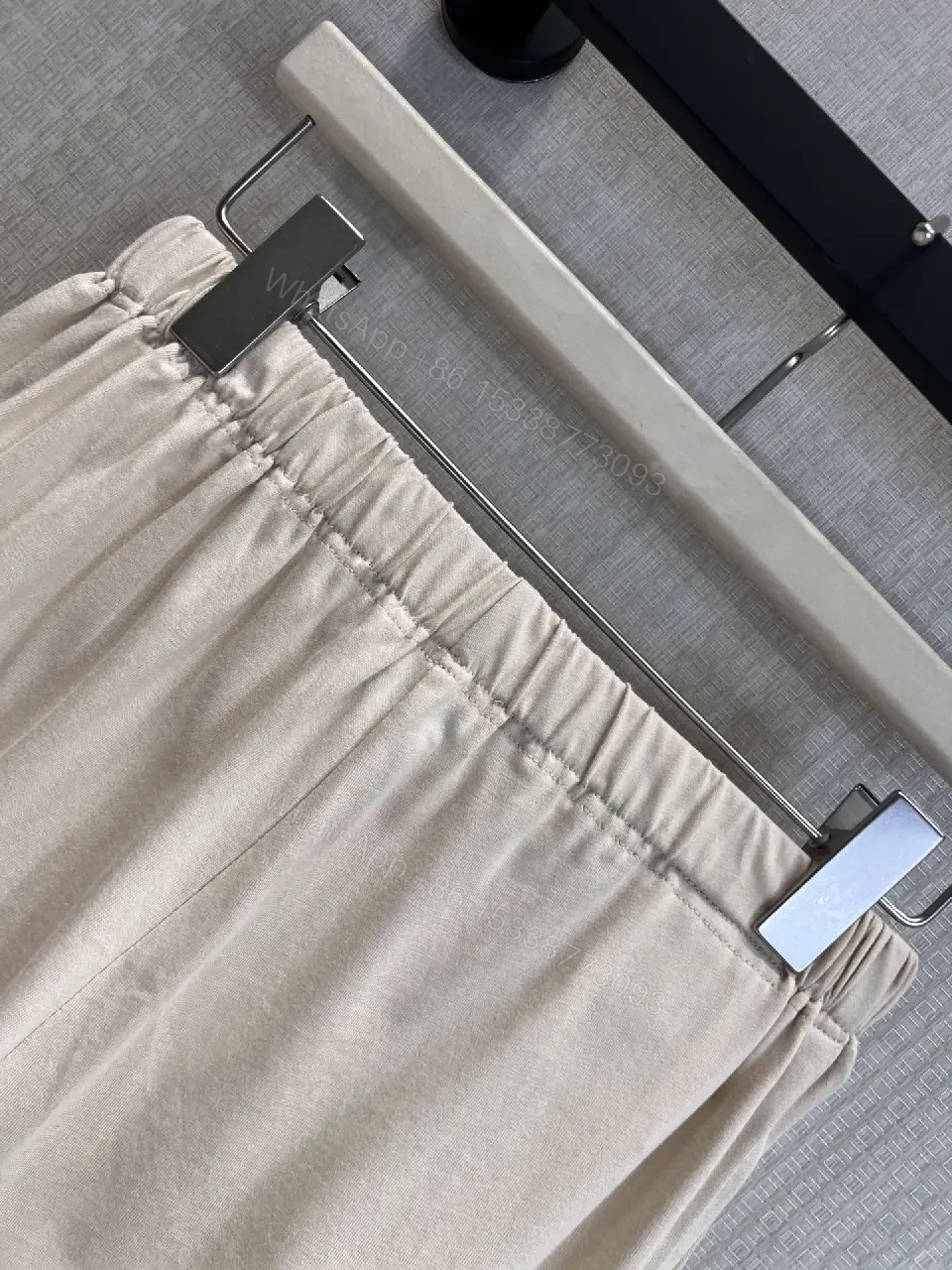 View 5 of Gray Cotton Shorts with Elastic Waist, Casual Style, Miu Miu Logo