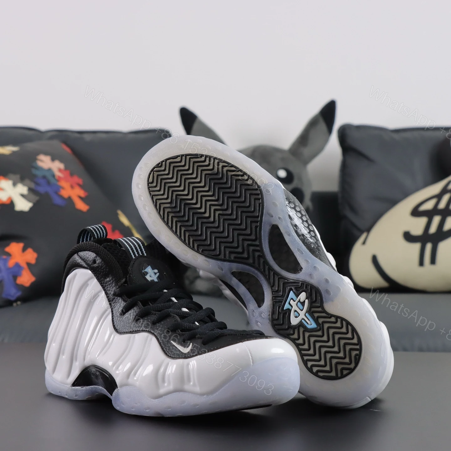 View 3 of Foamposite One White and Black