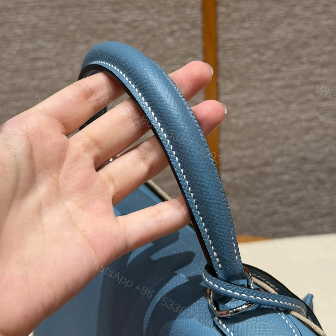 View 19 of 高仿Hermes*Kelly28系列H043130EP7C牛仔藍銀扣牛皮純手工
