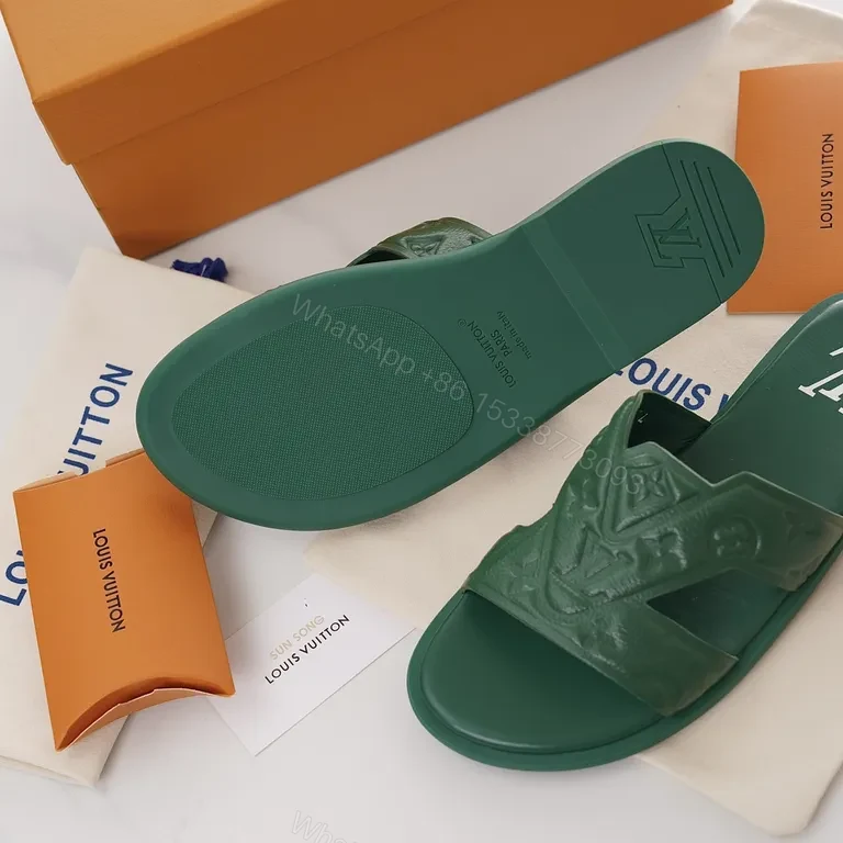 View 4 of Emerald Luxe Embossed Slides â€“ Urban Comfort Footwear