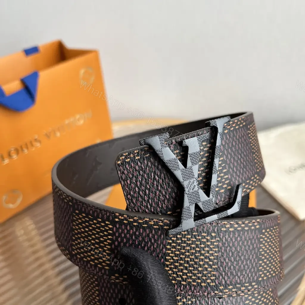 View 10 of Dark Brown Belt Monogram Pattern Slider Belt with LV Buckle