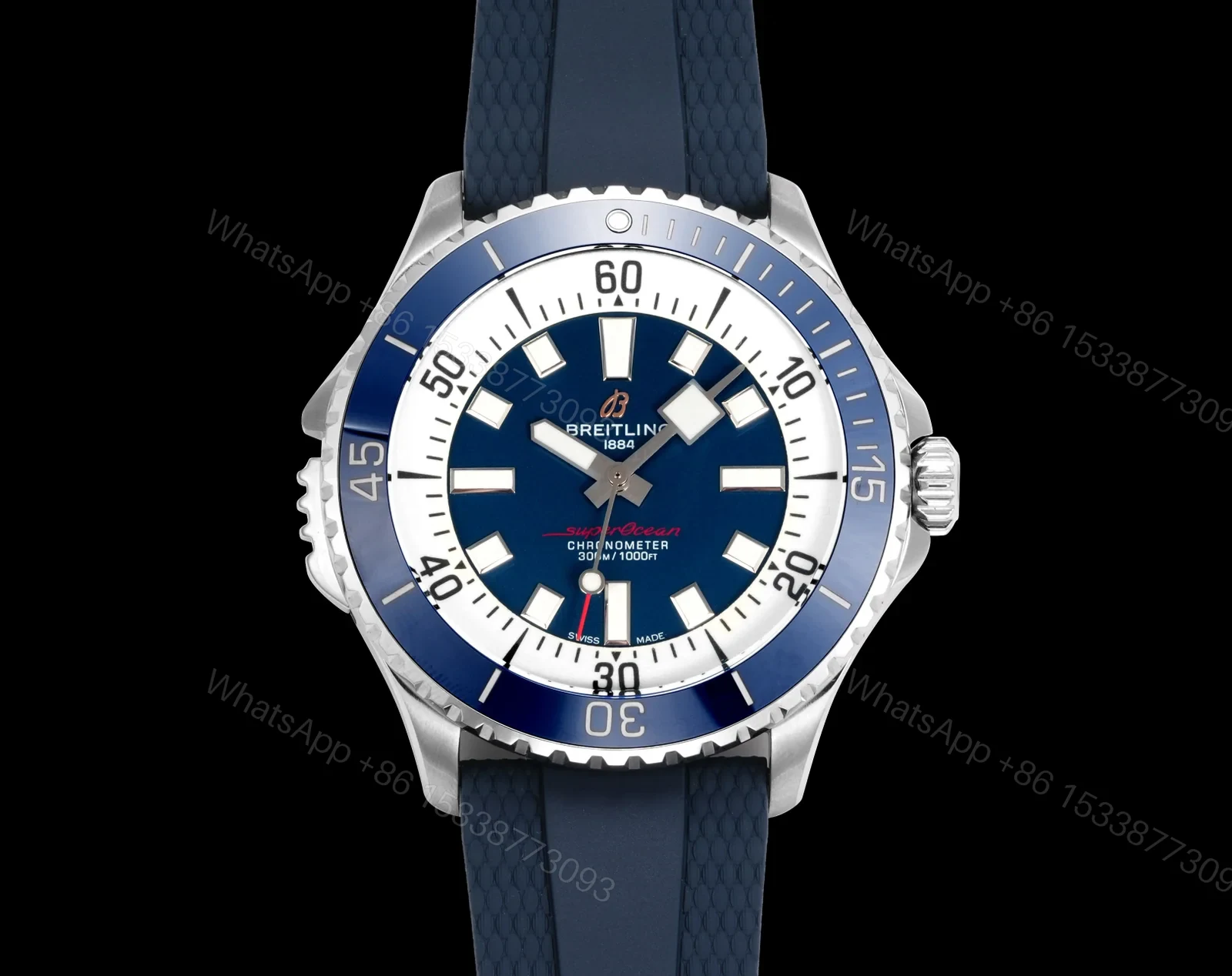 Breitling Superocean Blue Replica 46MM Premium Blue Rubber Strap Diver Edition BT-SO-BLU-RBR-46 — view 1