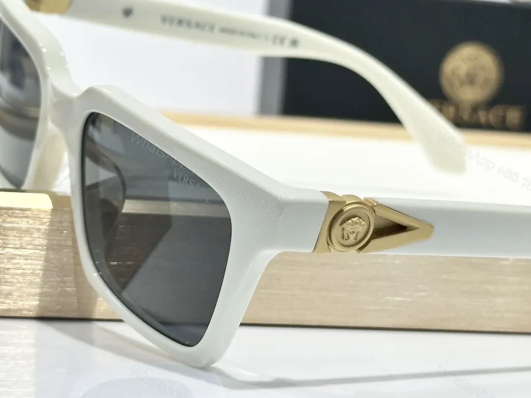 View 8 of Bold Black Acetate Sunglasses with Gold-Accent Hardware