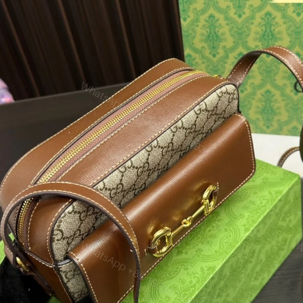 View 3 of Gucci Horsebit 1955 Small Shoulder Bag Beige Ebony GG Supreme Canvas 22Cm