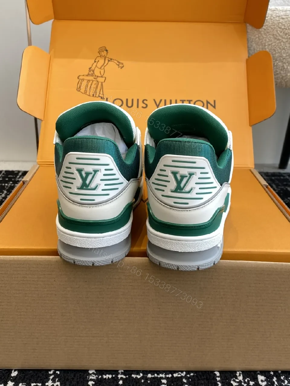 View 9 of Green & White Luxe High-Top Sneaker with Comfort