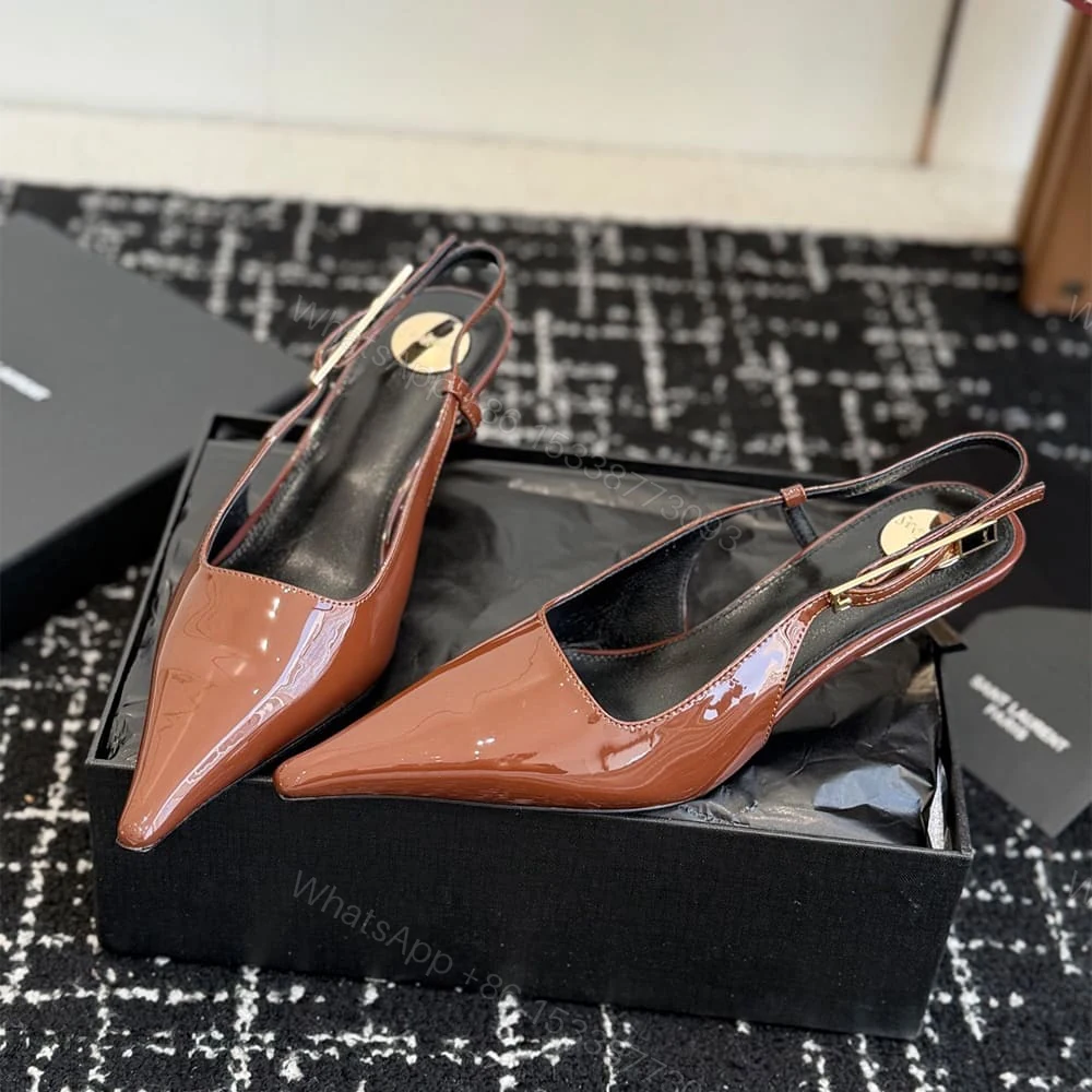 View 3 of YSL LEE slingback pumps in patent leather