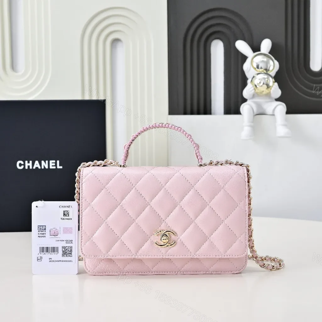 Soft Pink Quilted Mini Bag with Gold Chain, Satin Texture, Everyday Luxury — view 1