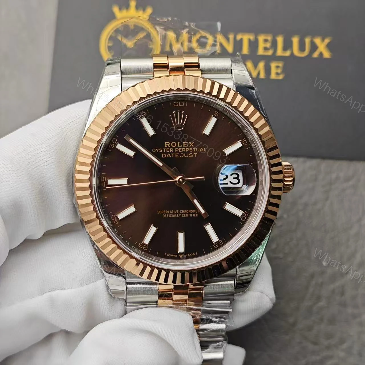 View 2 of Rolex Datejust 126331 Everose Gold Automatic Chocolate Dial Jubilee Replica