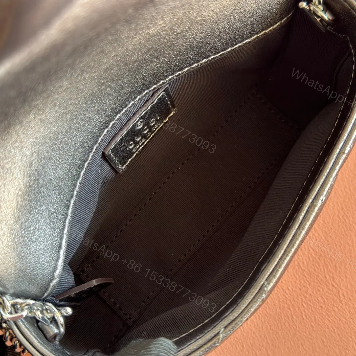 View 8 of GUCCI GG MARMONT BAG 16 IN WARM GRAY BROWN LAMBSKIN