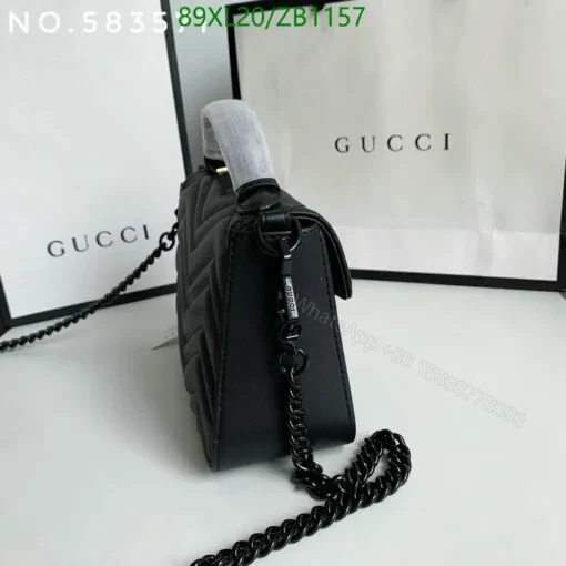 View 2 of Replica Gucci GG Marmont Top Handle Black Bag RGT9425