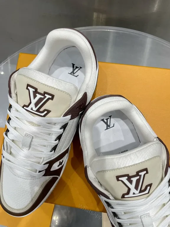 View 6 of White Leather LV-Influenced High-Tops | Luxury All-Day Comfort Sneakers