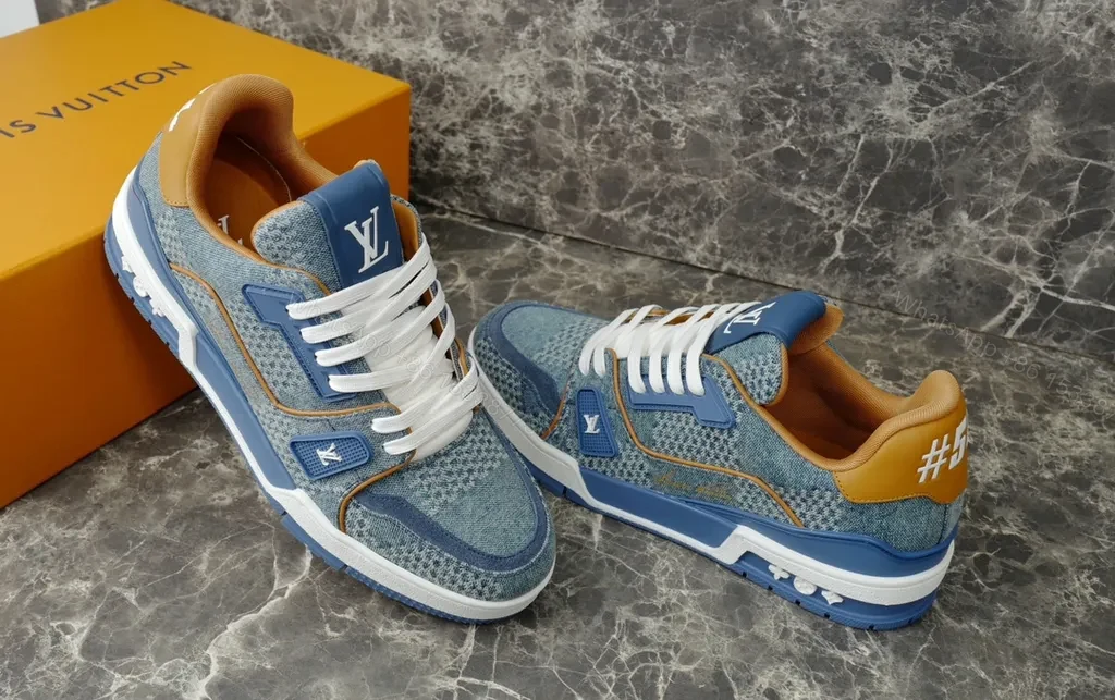 View 8 of Denim Luxe LV High-Top Trainer with Signature Monogram Details