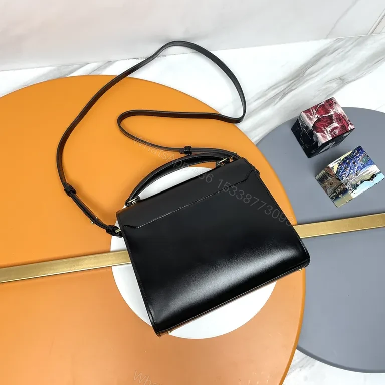 View 3 of Chic Black Leather Crossbody with YSL Logo Hardware