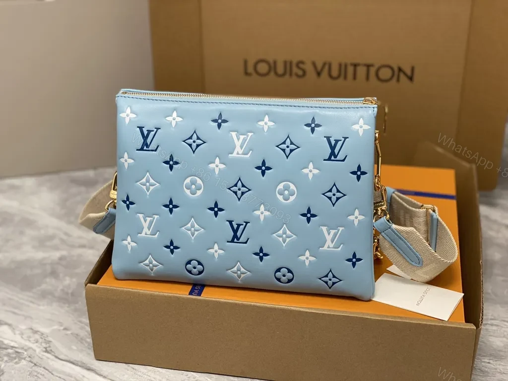 View 6 of Powder-Blue LV Monogram Crossbody: Patent, All-Day Versatility