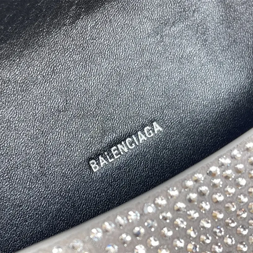 View 12 of 高仿Balenciaga*Hourglass系列沙漏包滿鑽銀色XS