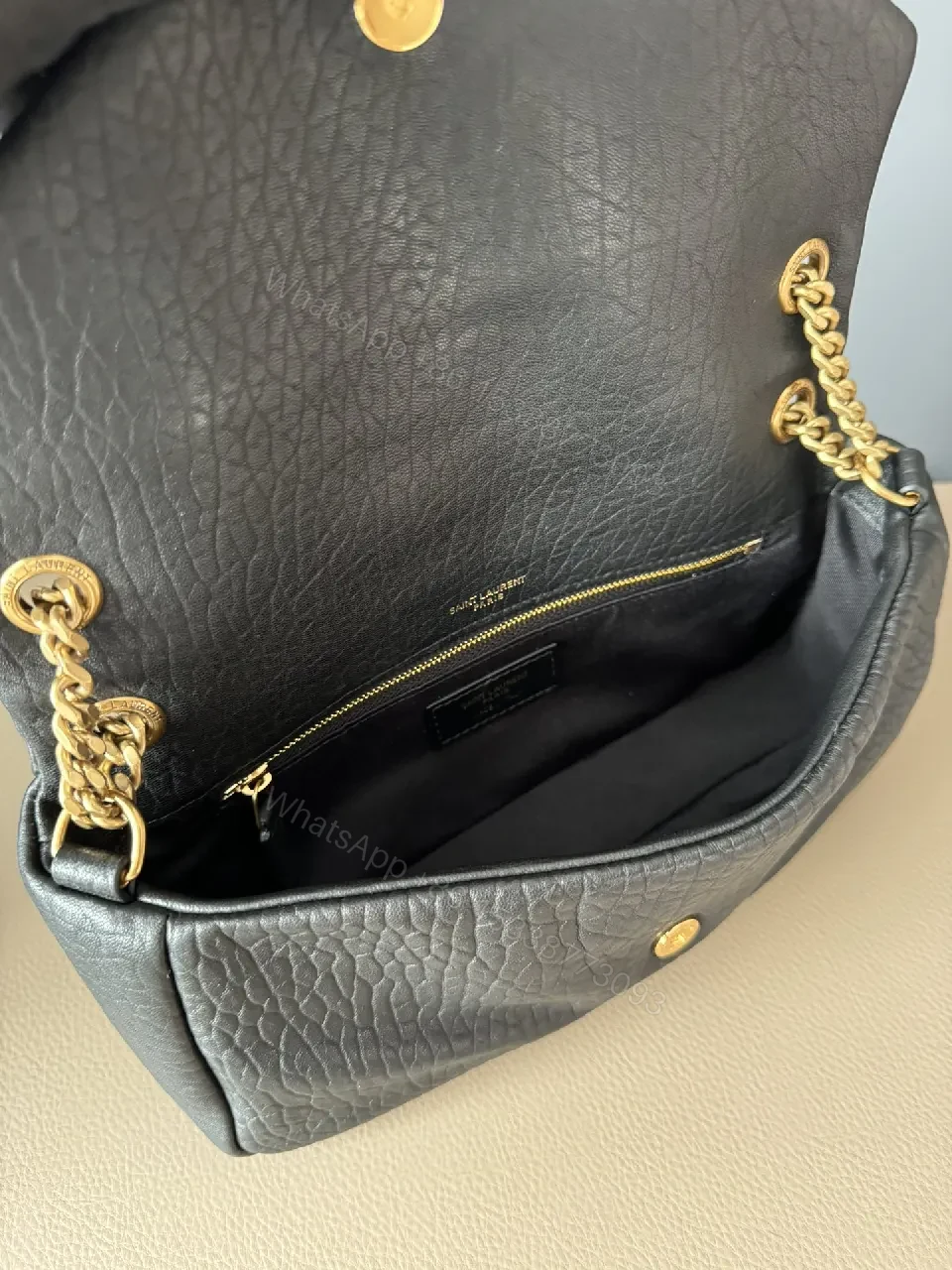 View 3 of Black Leather Flap Bag Gold Chain – Luxe Everyday Style
