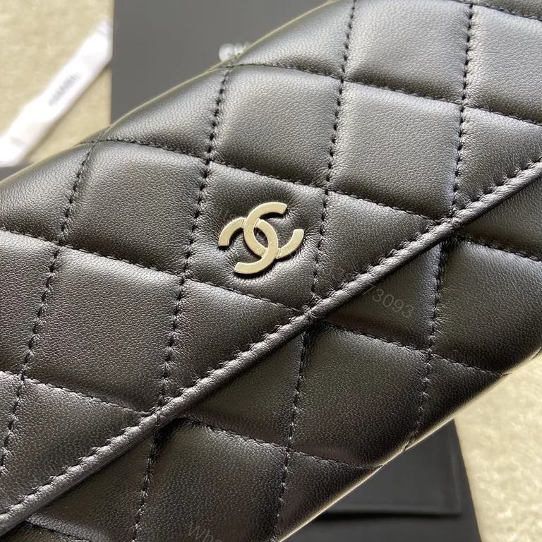 View 6 of Chanel-Inspired Quilted Wallet â€“ Black Leather, Compact Frame