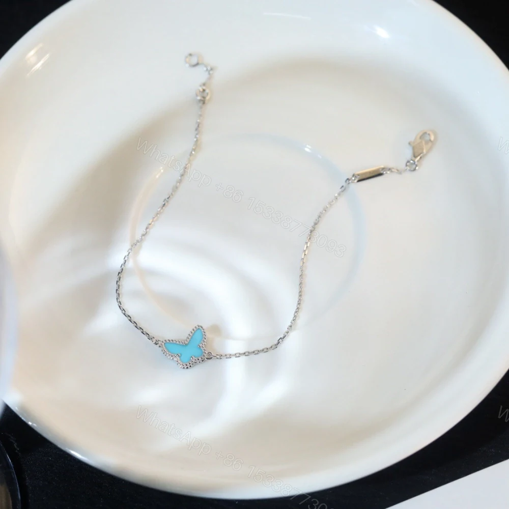 View 6 of 高仿首飾VanCleef&Arpels*ARF80400蝴蝶綠松石白金手鏈
